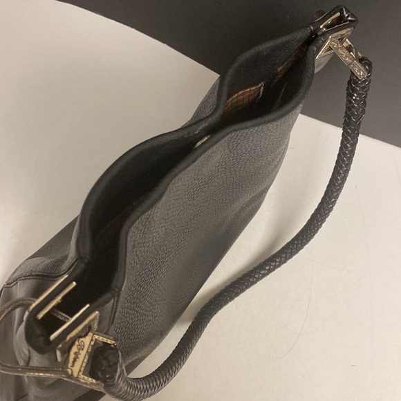 BRIGHTON Black Pebbled Leather Shoulder Bag Purse - Picture 14 of 17